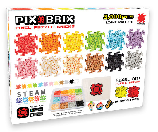 Contenedor 3.000 Piezas, 12 Colores Pix Brix