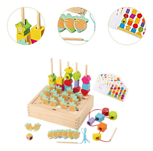 Juego Montessori De Secuencias De Cuentas Madera