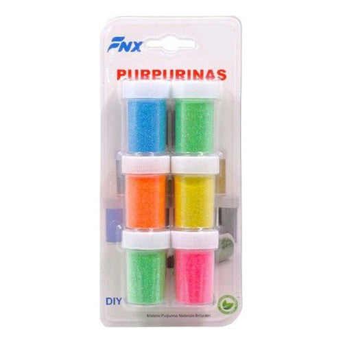 Set 6 Frascos Purpurinas Escarcha Colores