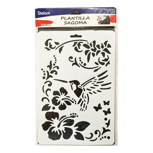Plantilla Flexible Stencil Diseño Colibrí
