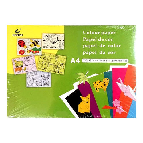 Set 50 Papeles De Colores A4 Para Origami