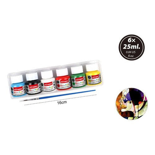 Set De Pintura Para Vidrio 6 Col 25 Ml