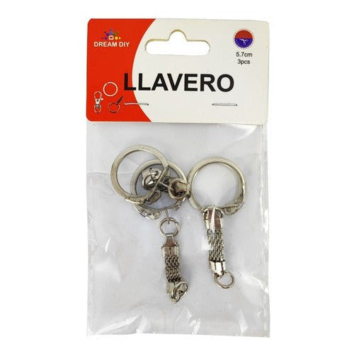 Set 3 Llaveros Diseño 2cm Hama Cromados
