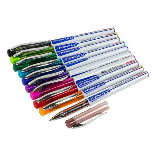 Lapices De Tinta Gel J-roller Le Brilliant 10 Colores Zebra.