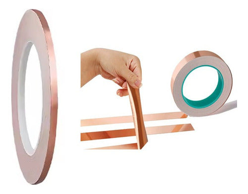 Cinta Adhesiva Lámina De Cobre Conductor 6 Mm 0.06 Mm 10mt