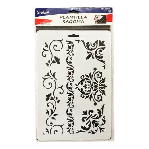 Plantilla Flexible Stencil Diseño Ribete Flores