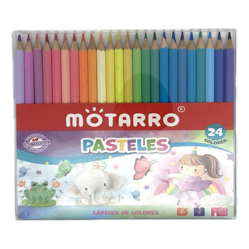 Set 24 Lápices Colores Pasteles Delgados Hexagonales