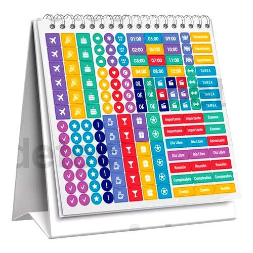 Calendario De Escritorio Anual Diseño Con Stickers
