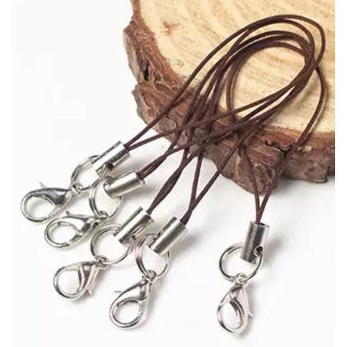 Set 10 Llaveros Cordel Negro Con Gancho Cromado Hama