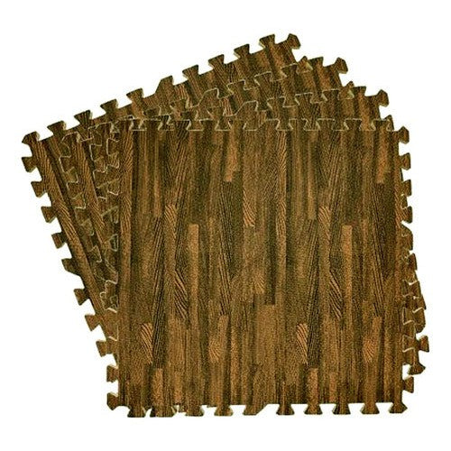 Set 4 Alfombras De Goma Eva 60x60 Cm Diseño Madera