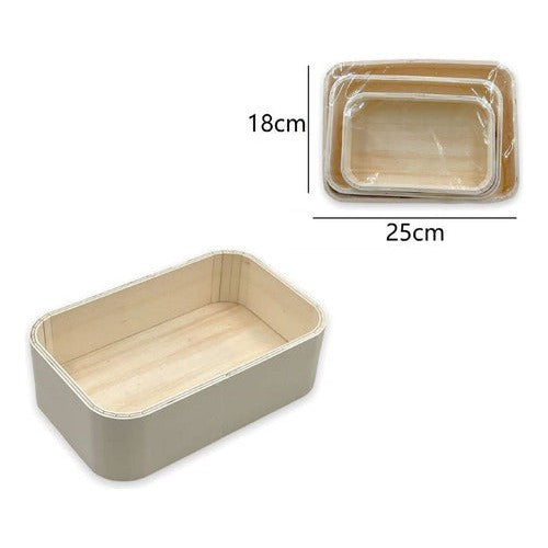 Pack 3 Bandejas De Madera Redondeadas Para Manualidades