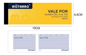 Talonario Vale Por / 100 Hojas