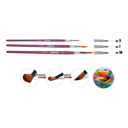 Set 3 Pinceles Sintéticos Redondos Artísticos