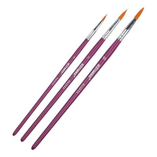 Set 3 Pinceles Sintéticos Redondos Artísticos