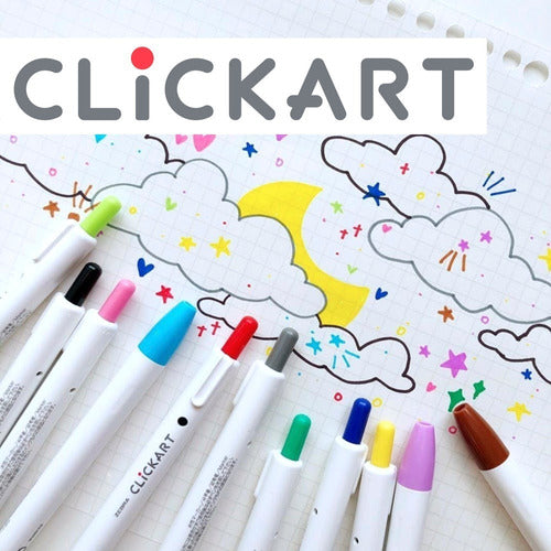 Marcador Retráctil Clickart Estuche 6 Piezas Zebra