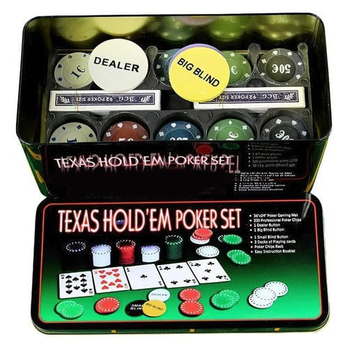 Set De Poker Texas Holdem 200 Fichas Profesional Set Caja