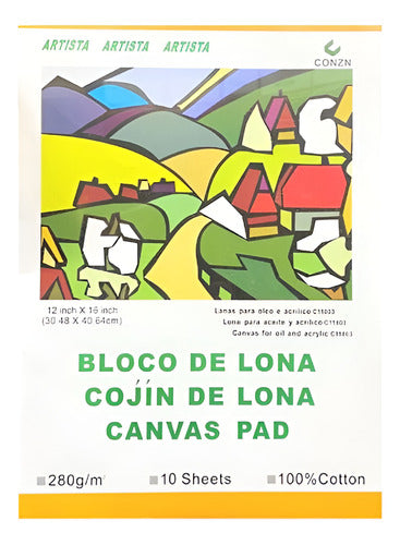 Block Tela Lona Canvas 280 Grs De Algodón A3 10 Hjs