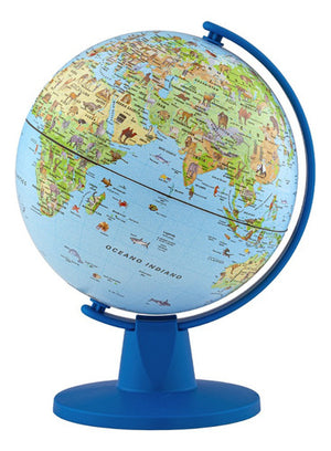 Globo Terráqueo De 16 Cm Modelo Mini Safari Base Azul