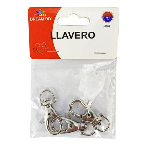 Set 3 Llaveros Gancho 3.5cm Hama Cromados