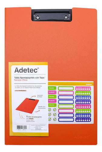 Carpeta Plástica Con Apretador Oficio Adetec