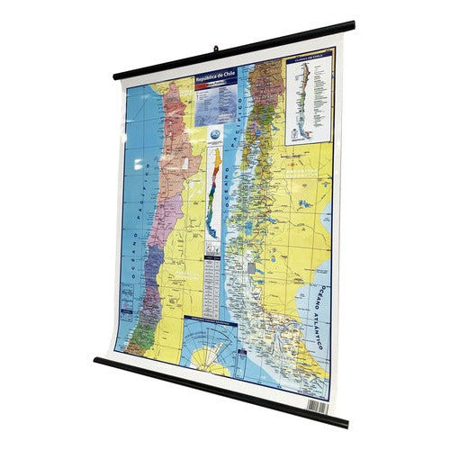Mapa De Chile Físico/político Doble Faz 50x70 Cm