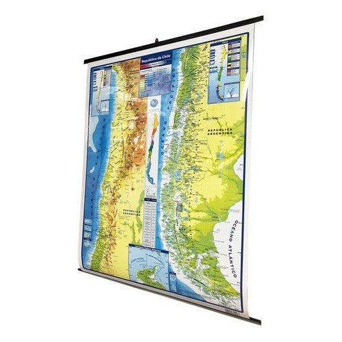 Mapa De Chile Físico/político Doble Faz 50x70 Cm