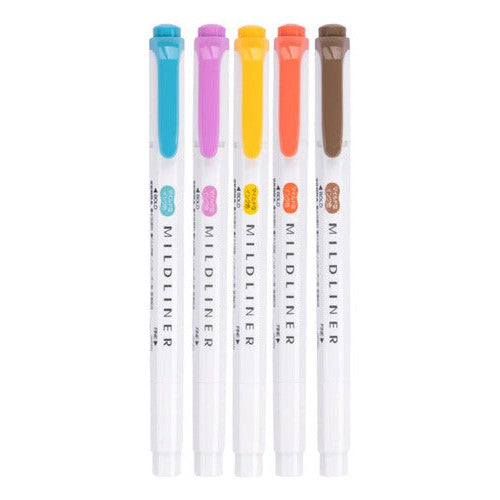 Set 5 Marcadores Color Calidos Doble Punta Mildiliner Zebra