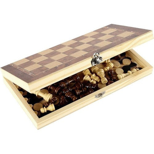 Juego De Mesa En Madera 3 En 1 Ajedrez, Damas Y Backgammon