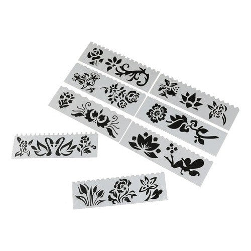 Set 8 Plantillas Flexibles Stencil Flores