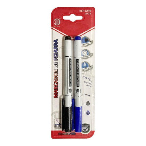 Set Plumones De Pizarra Punta Fina Negro Y Azul
