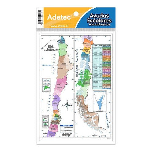 Ayudas Escolares Mapa De Chile Adhesiva