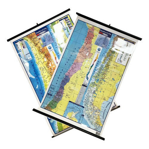 Mapa De Chile Físico/político Doble Faz 50x70 Cm