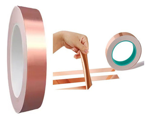 Cinta Adhesiva Lámina De Cobre Conductor 20 Mm 0.06 Mm 10mt