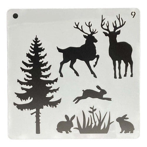 Plantilla Flexible 15x15 Cm Stencil Diseño Animales