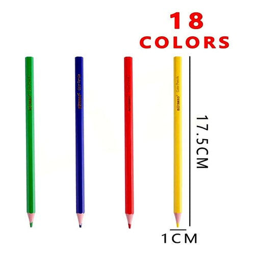 Set 18 Lápices Colores Delgados Hexagonales