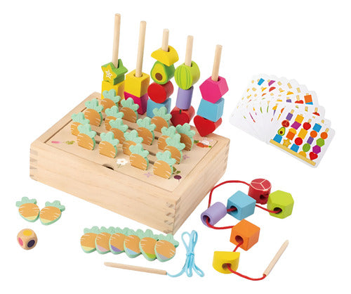 Juego Montessori De Secuencias De Cuentas Madera