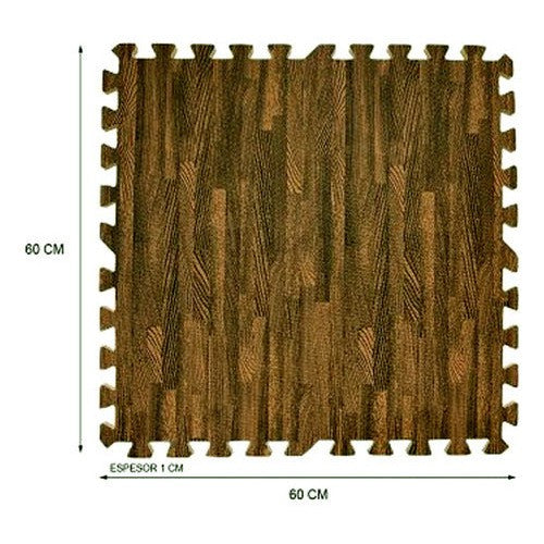 Set 4 Alfombras De Goma Eva 60x60 Cm Diseño Madera