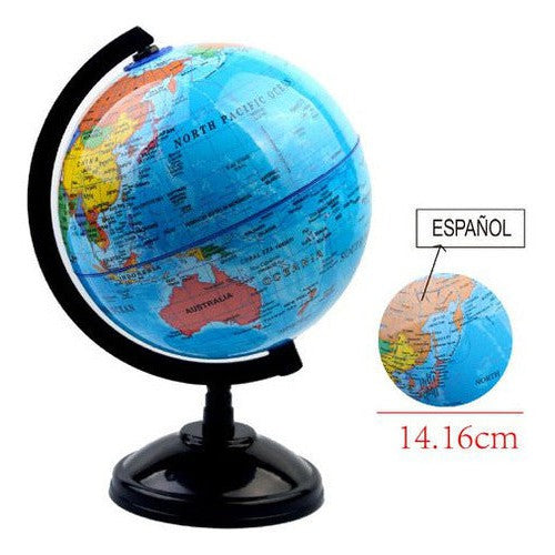 Globo Terraqueo Plastico Giratorio Con Base 14.2cm