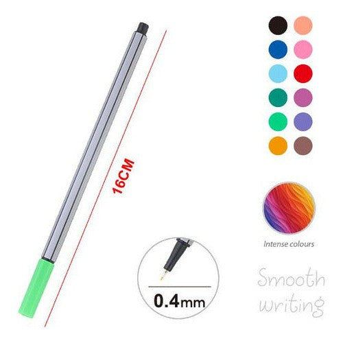 Lápices Fineliner 12 Colores 0.4 Mm