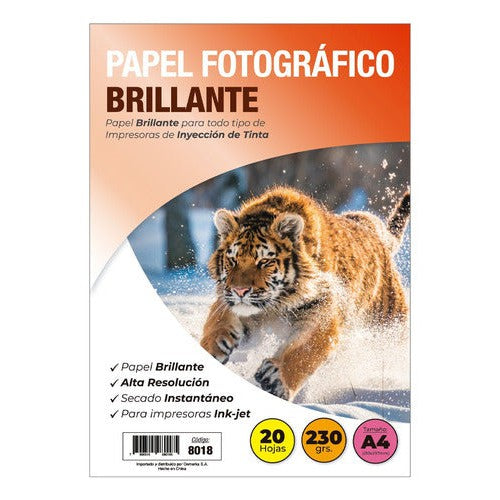 Papel Fotográfico Brillante A4. 230 Gr 20hj