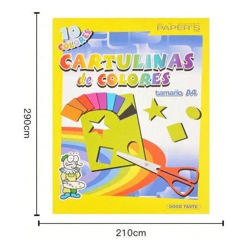 Set 10 Cartulinas Colores A4 180gr