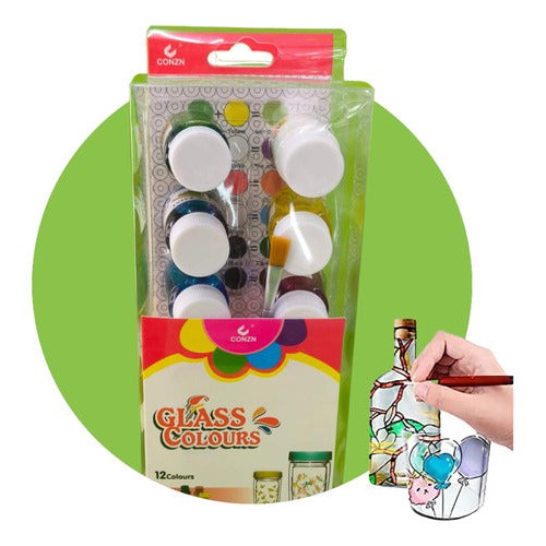 Set De Pintura Para Vidrio Traslucida 12 Col 25 Ml