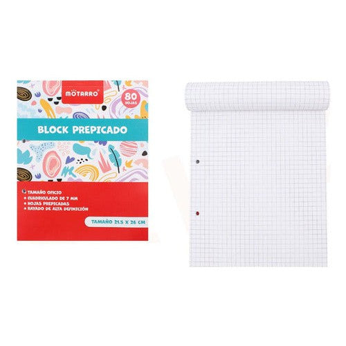Block Prepicado Perforado Carta 80 Hojas 7 Mm