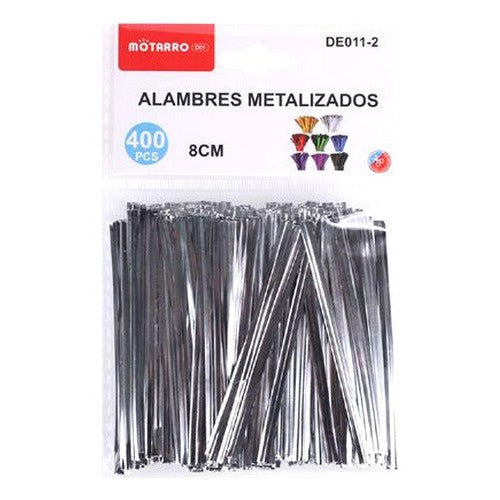 Alambre Amarras Metalizados 8 Cm 400un Manualidades