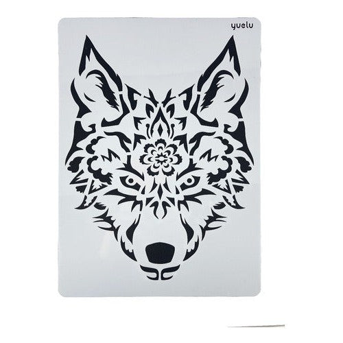 Plantilla Flexible Stencil Diseño Lobo