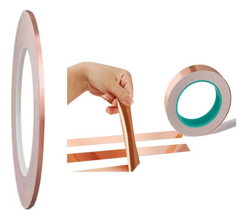 Cinta Adhesiva Lámina De Cobre Conductor 3 Mm 0.06 Mm 10mt