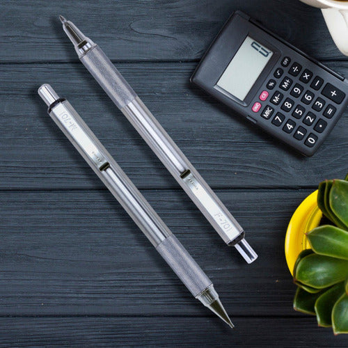 Set De Bolígrafo Y Portaminas Fino Metálico Cromo Zebra