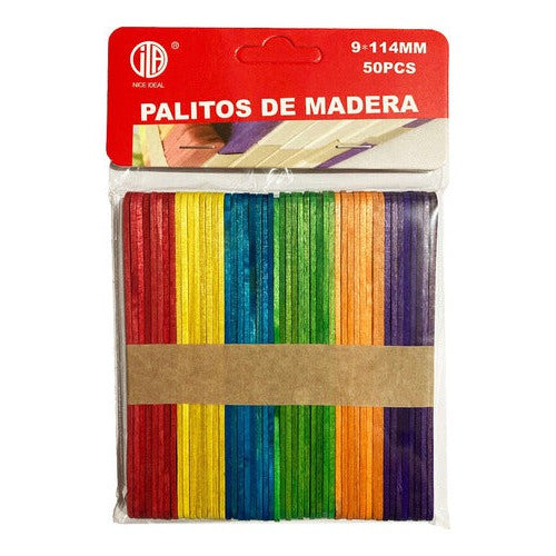 Palos De Helado Madera Colores 50un