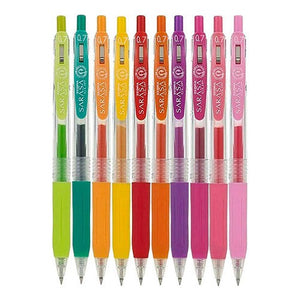 Set 10 Roller Retráctil Tinta Gel Colores Sarasa 0.7mm Zebra