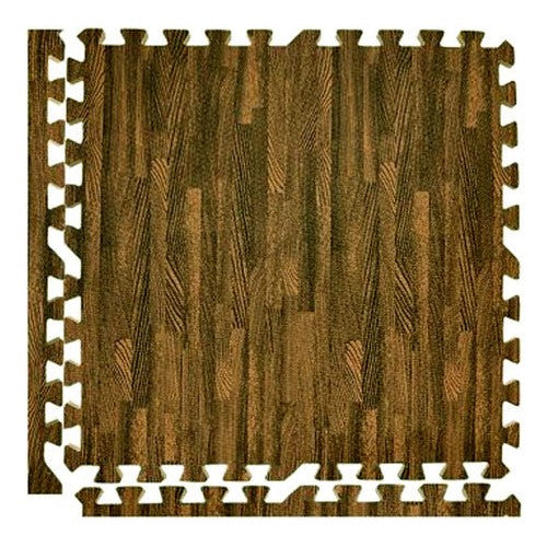 Set 4 Alfombras De Goma Eva 60x60 Cm Diseño Madera